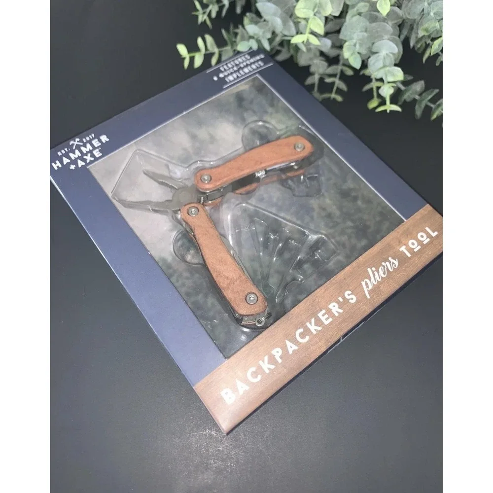 Hammer‎ + Axe Backpacker's Pliers Multi-Tool Wood Handle Camping EDC New In Box